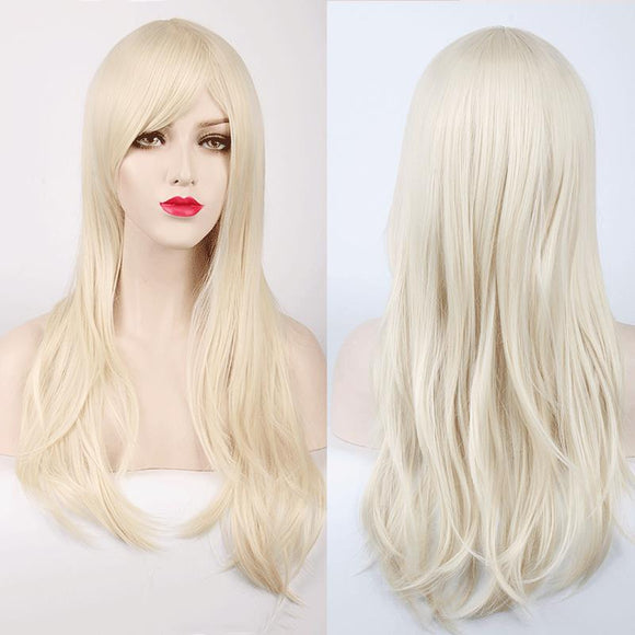 70CM Long Synthetic Costume Cosplay Wig High Temprature Fiber Hair Extensions For Women Dark Purple Hair