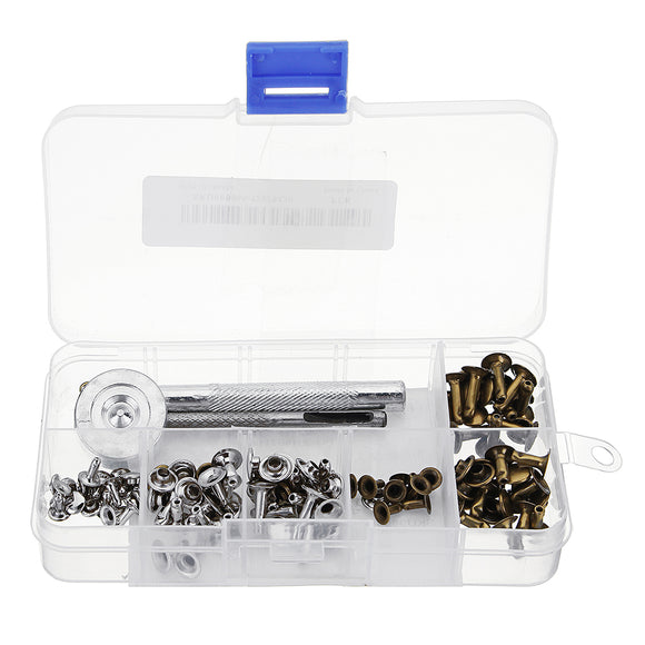 60Set Leather Repairing Tubular Metal Single Silver Bronze Rivet Fixing Kit Belt DIY Repair Decor