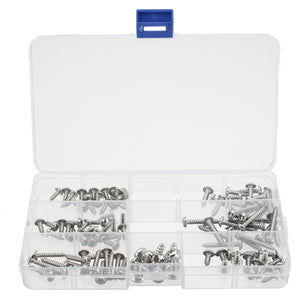110Pcs Stainless Steel Phillips Wafer Head Flange Self Tapping Screw Assortment Kit