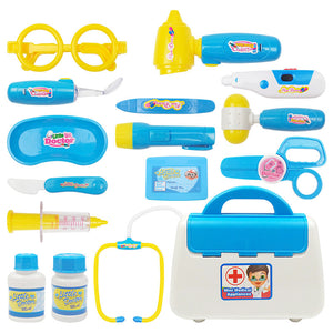 Blue Kids Doctor Nurse Toy Children Pretend Play Case Child Gift Set Kit