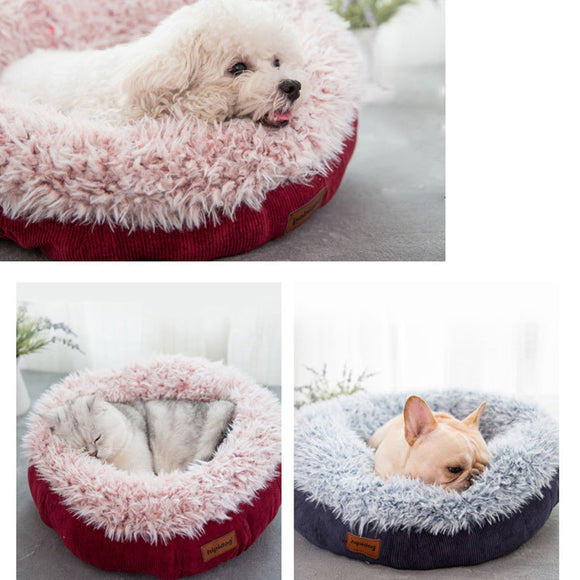 Cozy Solid Fleece Round Pet Bed