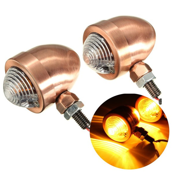 12V Motorcycle Turn Signal Indicator Golden Bullet Lights Amber for Harley