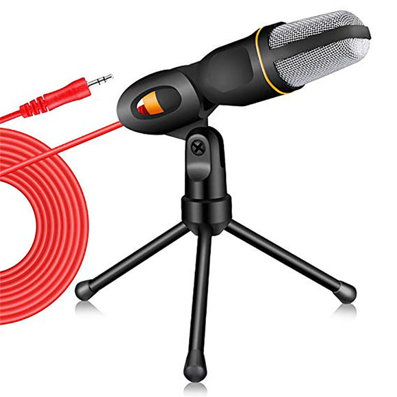 Bakeey Live Microphone Gaming Microphone  3.5mm Wired Microphone Stereo Condenser Mic with Holder Desktop Tripod for PC YouTube Video Skype Chatting Gaming Podcast Recording