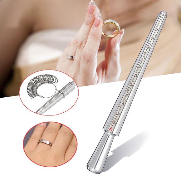Silver Zinc Alloy Ring Sizer Mandrel Stick Finger Gauge Measure Jewelry Tools Kit
