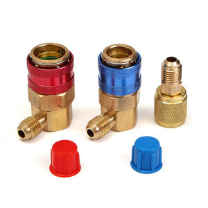 R134A High/Low 90 Degree Quick Coupler Adapters 1/2 Connector With A/C Cap"
