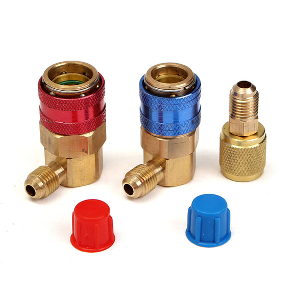 R134A High/Low 90 Degree Quick Coupler Adapters 1/2 Connector With A/C Cap
