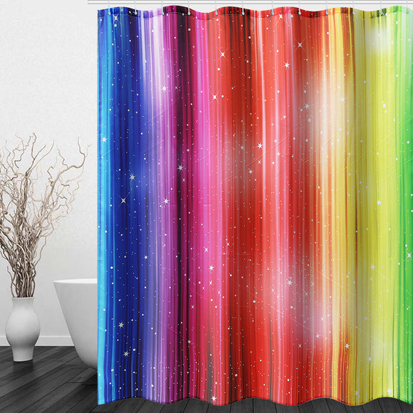 79''x71'' Rainbow Colorful Pattern Waterproof Polyester Shower Curtains with 12 Hooks