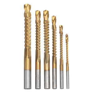 Drillpro 6pcs 3-8mm Titanium Coated HSS Drill Bit Electric Drill Plastic Metal Hole Grooving Drill Saw Woodworking Tools