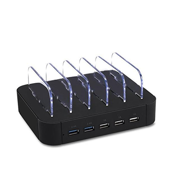 Excellway 1A/2.4A 5 Ports USB Charger Station Multi-Function Charger Dock Holder