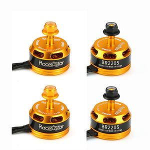 4X Racerstar Racing Edition 2205 BR2205 2600KV 2-4S Brushless Motor Yellow For 210 X220 250 280 RC Drone