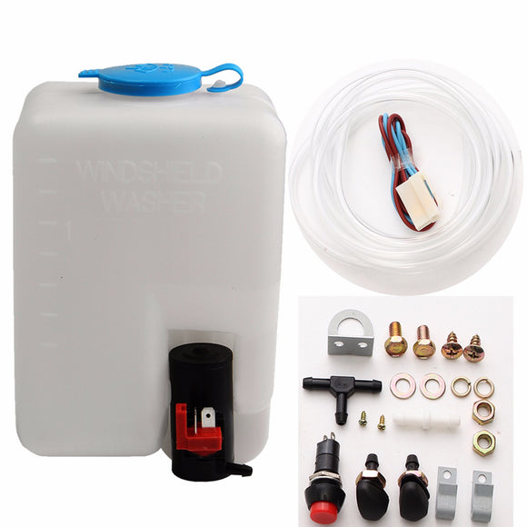 12V 1.8L Universal Motorcycle Car Wind Shield Washer Reservoir Pump Bottle Kit Jet Switch
