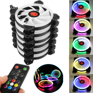 Coolman 6PCS 120mm Adjustable RGB LED Light Computer PC Case Cooling Fan with IR Remote