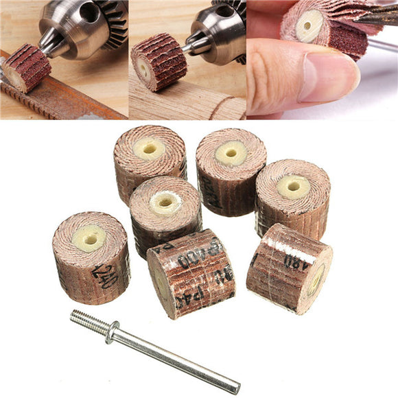 7pcs Flap Sanding Wheel 80-600 Grit With a 1/8 Inch Mandrel fit Dremel Grinder Rotary Tool