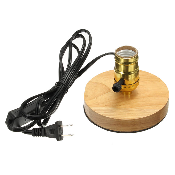 AC220V Adjustable Industrial Vintage Wooden E27 Bulb Adapter Base Socket for Desk Light Table Lamp