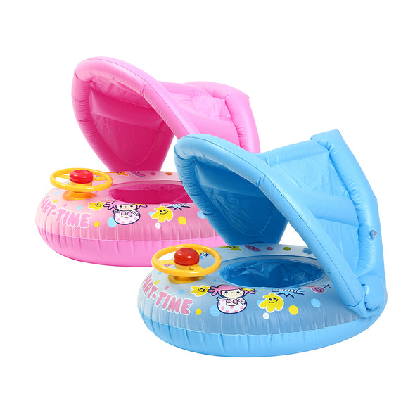Inflatable Sunshade Baby Kids Water Float Seat Boat Swimming Ring Pool Fun