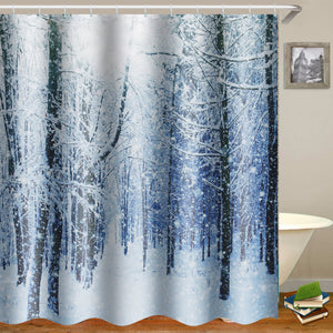 180x180cm Waterproof Tree Shower Curtain Digital Art Bathroom With 12Pcs Hooks Home Decor