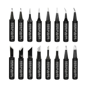 NEWACALOX 16Pcs 900-T Soldering Iron Tips Lead Free Black Metal for Rework Soldering Station Tool Kits