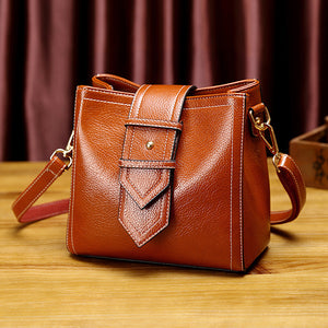 Women Leisure Solid Shoulder Bag Oil Wax Faux Leather Crossbody Bag