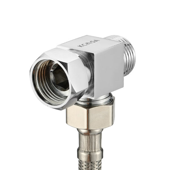 KCASA Copper Three Way Connection Angle Valve Bathroom Kitchen Water Diverter Faucet Accessories