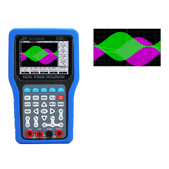 JinHan JDS3051A/JDS3072E/JDS3082A Hand-held Digital Oscilloscope 2 Channel Max 500MSa/s Sampling Rate 50-80MHz Bandwidth Oscilloscope With Signal Generator 6000 Counts Digital Multimeter 3 in 1