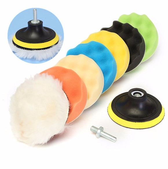 Drillpro 8Pcs 5 Inch Woolen Polishing/Buffing Pad Kit For Car Polisher