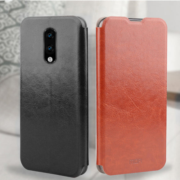 Mofi Classic Shockproof Flip With Stand PU Leather Full Cover Protective Case for OnePlus 7