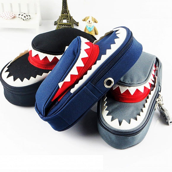 WAM PC-CB01 Shark Pencil Case Children School Pen Pouch Bag  Boys Stationery with Lock