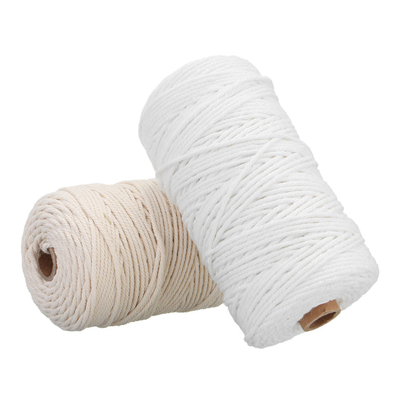 3mm x 200m Natural Beige White Twisted 100% Pure Cotton Cord Rope DIY Crafts Macrame String