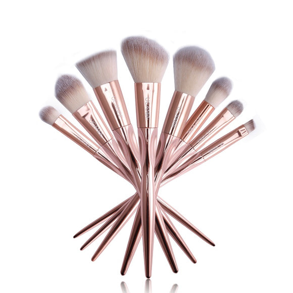 UCANBE 8pcs/set Rose Golden Metallic Makeup Brushes Set Powder Eyeshadow Eyebrow Brush Kit