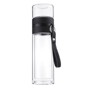 320ML Double-layer Glass Tea Tumbler Water Bottle with Filter Infuser Home Office Mug