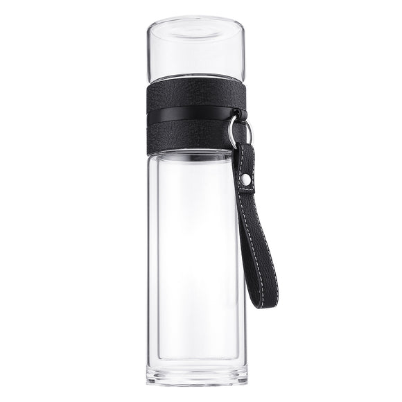 320ML Double-layer Glass Tea Tumbler Water Bottle with Filter Infuser Home Office Mug