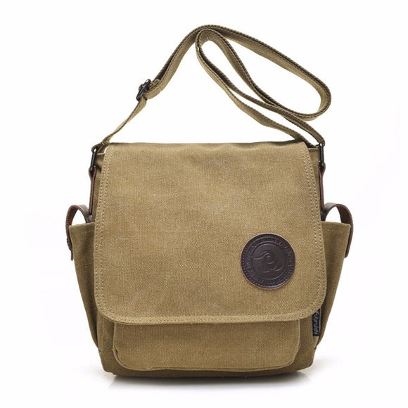 Square Canvas Crossbody Bag Solid Big Capacity Vintage Shoulder Bag For Men