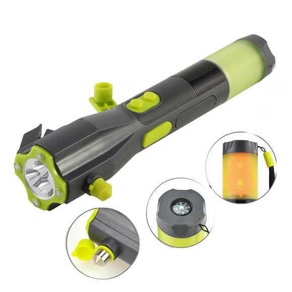 XANES XLN- Hand Cranking USB Rechargeable Multi-functional Car Emergency Flashlight & Safety Hammer