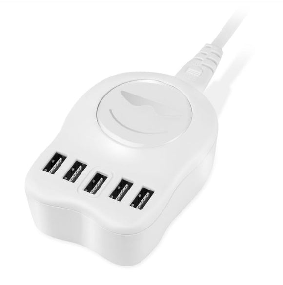 DC 5V Max 3.1A Double-Side Plug-in Design USB Portable Charger Socket 1.5m Cable 5 USB