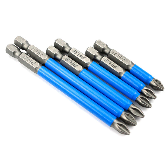 Drillpro 10Pcs Non-slip Magnetic PH2 Screwdriver Bit 1/4 Inch Hexagon Shank Driver S2 Phillips Screwdriver