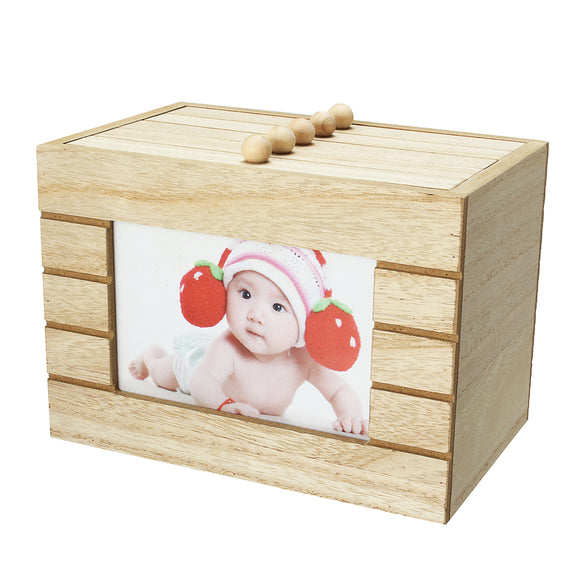 Retro Wood Photo Album Box Wooden Case Wedding Gift DIY 6 inch 100Pcs Storage