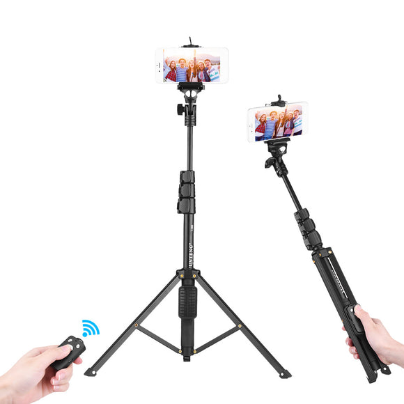 YUNTENG VCT-1388 Aluminum Tripod Selfie Stick with Phone Hoder Remote Control for Mobile Phone