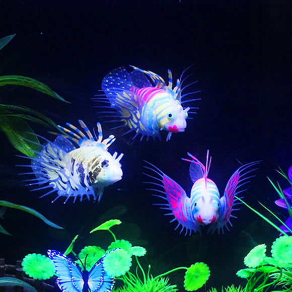 Glow In The Dark Artificial Aquarium Lionfish Ornament Fish Tank Jellyfish Decorations