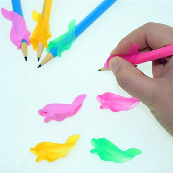 5Pcs Silicone Dolphin Children Students Pencil Hold Pen Writing Posture Corrector Correction