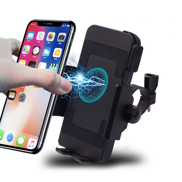 4.5-7inch Waterpoof Shockproof Wireless Charger Scratch-resistant Mobile Phone Stand Holder Handlebar Rear View Mirror E-Scooters Motorcycle Bike