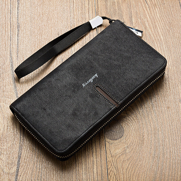 5.5 inches Phone Men PU Leather Minimalist Long Wallet Cluthes Bag Classic Zipper Phone Bag