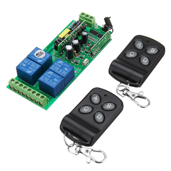433MHz 220V Four Channel Lamps Remote Control Switch 4CH Wireless Remote Control Switch Learning Code Module