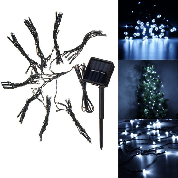 Solar Powered 19M 72LEDs Patio Umbrella Cool White Fairy String Light For Christmas Party