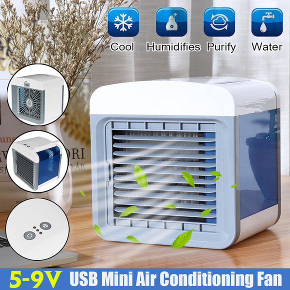 5-9V USB Mini Air Conditioning Fan Humidifier Home Cleaner Portable Fan