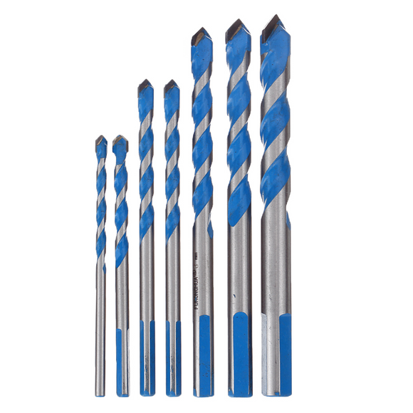 Drillpro 7Pcs Multi Purpose Carbide Tip Drill Bits Set 4-12mm Multi Construction Hole Saw Cutter for Concrete Masonry Ceramics Tiles Wood Plastic Metal Sheets and Aluminum