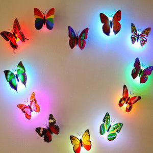 Honana DX-128 Colors Changing LED Flashing Butterfly Night Light Decorative Lights 3D Stickers