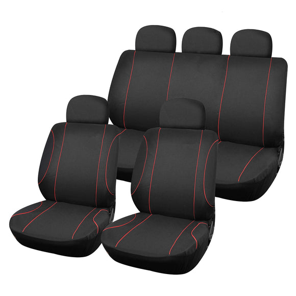 9PCS Fabric Universal Car Seat Covers Full Set Protectors Cushion Front Rear