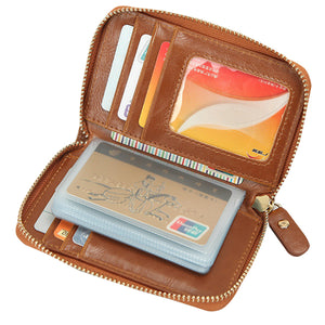 Retro Zipper Card Holder PU Leather Business 22 Name Card Case Portable Short Wallet