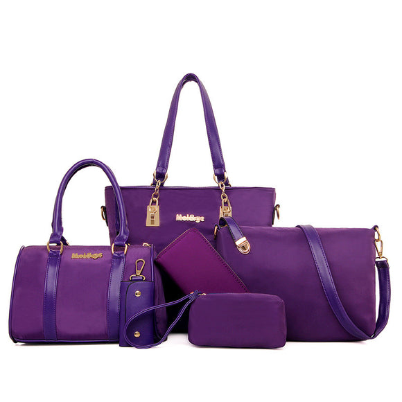 6 PCS Women Casual Nylon Handbag Shoulder Bag Clutch Bag Card Holder