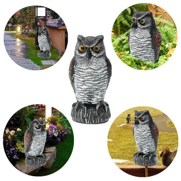 Fake Standing Owl Bird Hunting Shooting Decoy Deterrent Repeller Garden Scarer